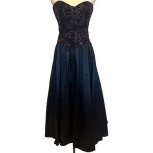 Vintage Jessica McClintock Gunne Sax Strapless Formal Dress Size 9